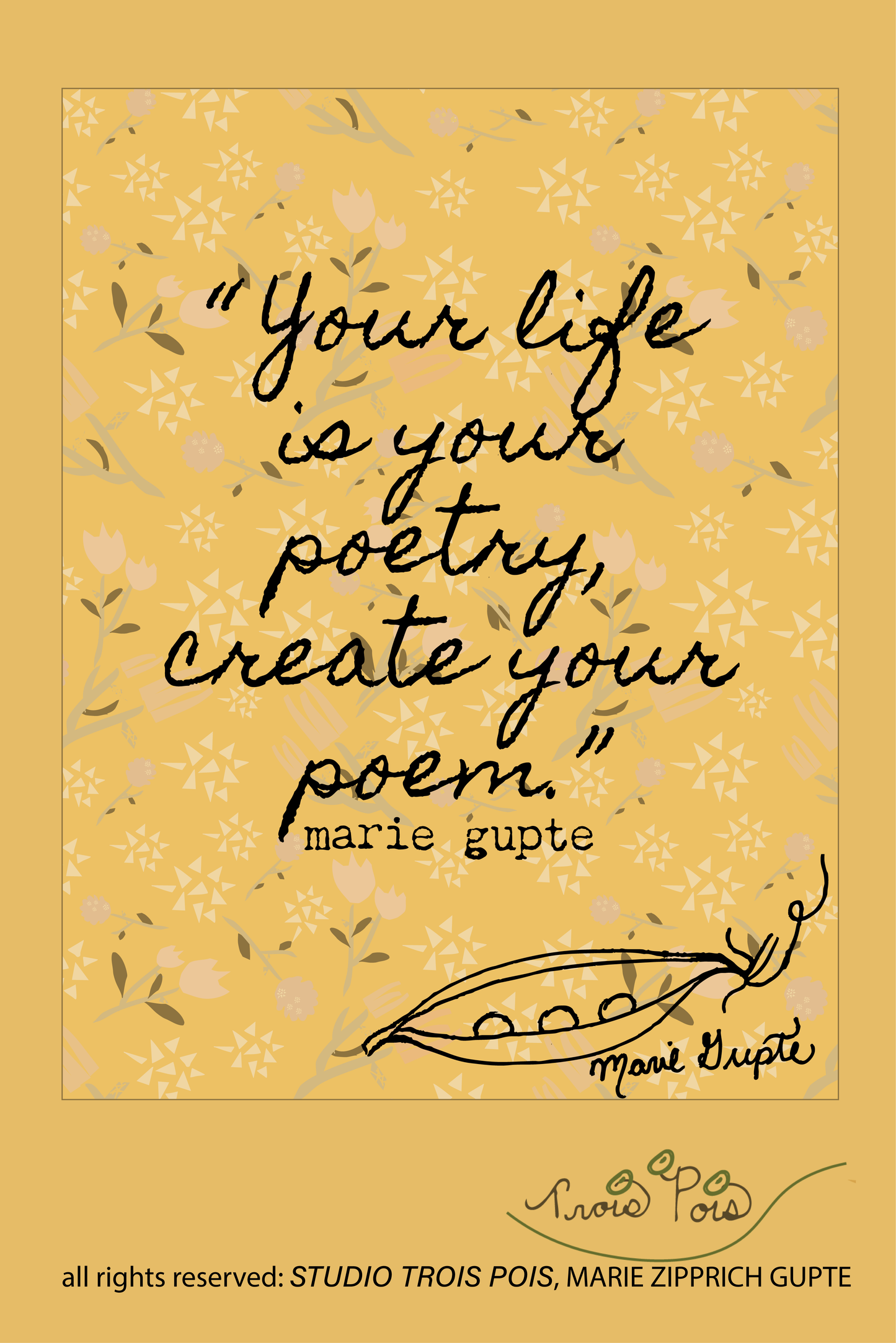 Autumnal Hues, Tulip & Seeds Yellow Table Runner